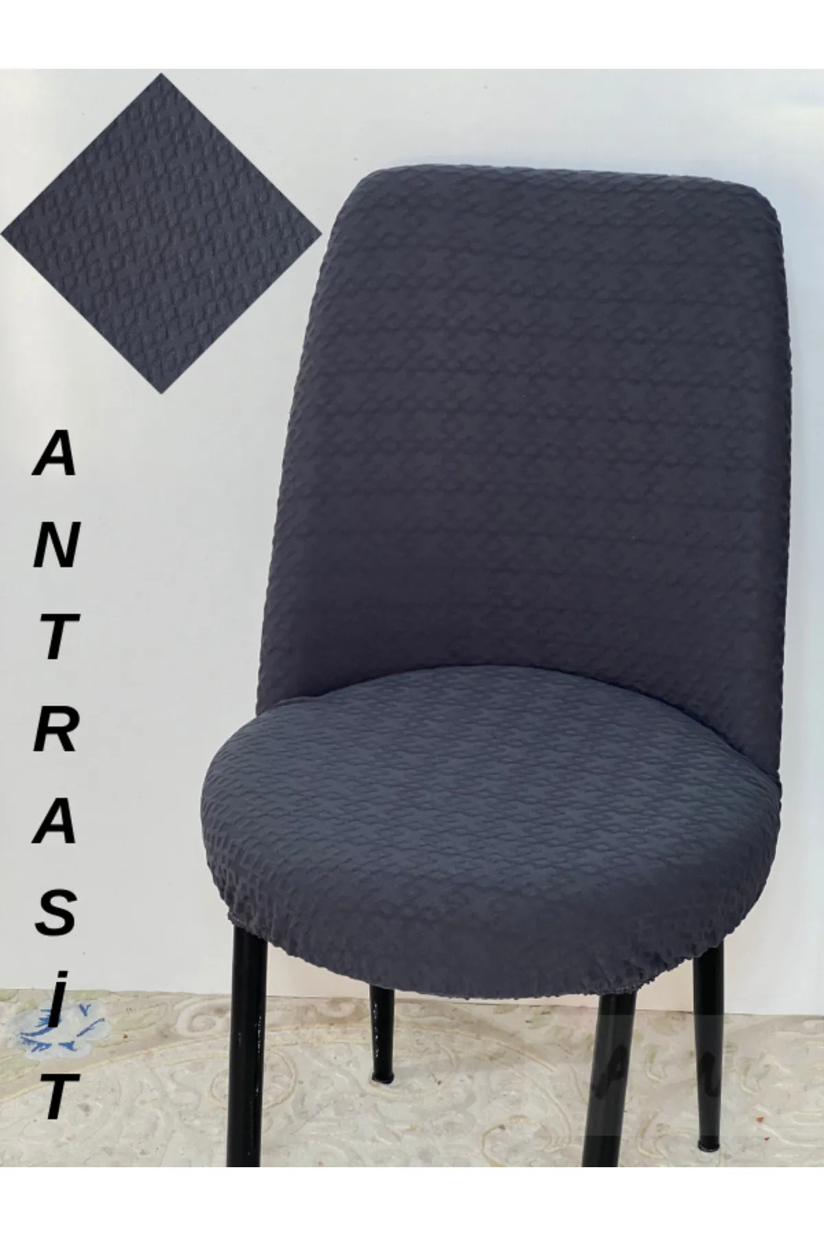 Zincir Desen Kumaş Oval Sandalye Kılıfı Likralı Yuvarlak Sandalye Örtüsü Retro Oval 1 Adet