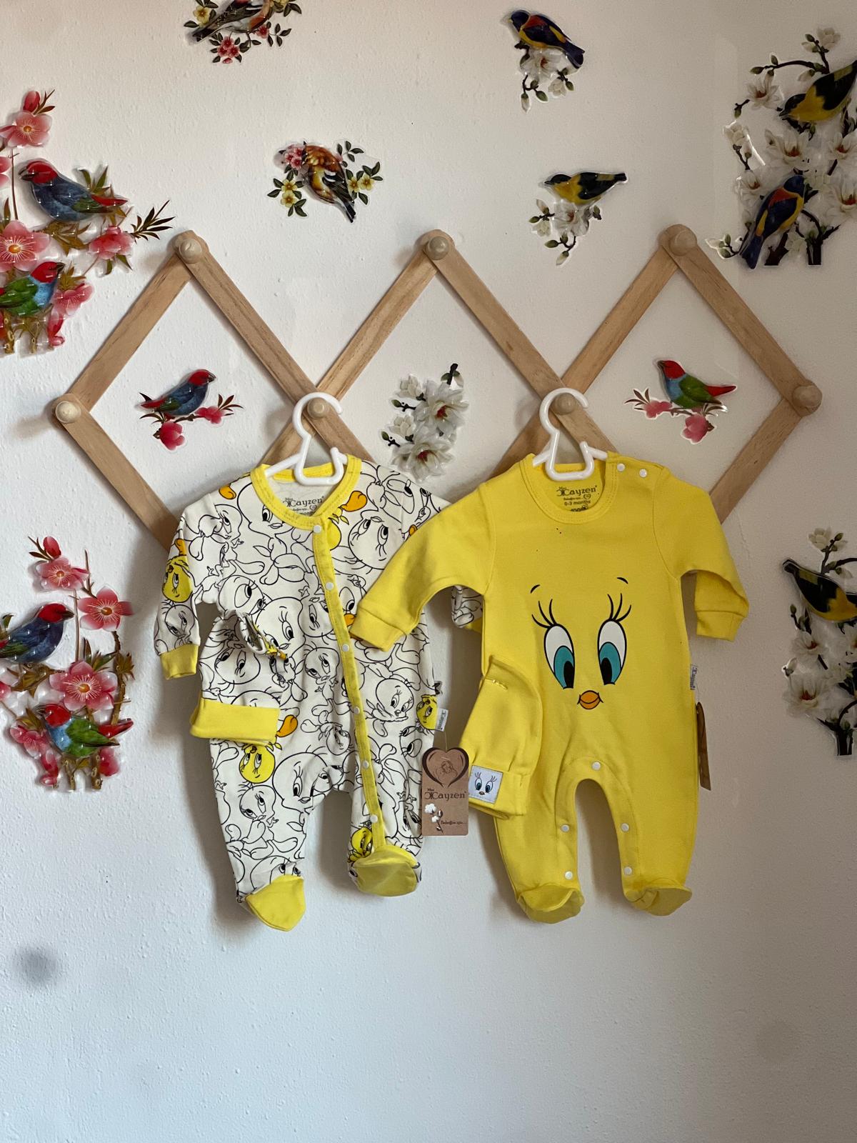 İkili Patikli Desenli Bebek Tulum