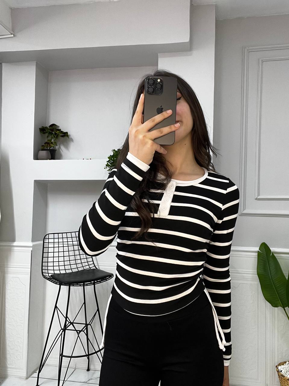 YANLARI BÜZGÜLÜ ÇİZGİLİ CROP
