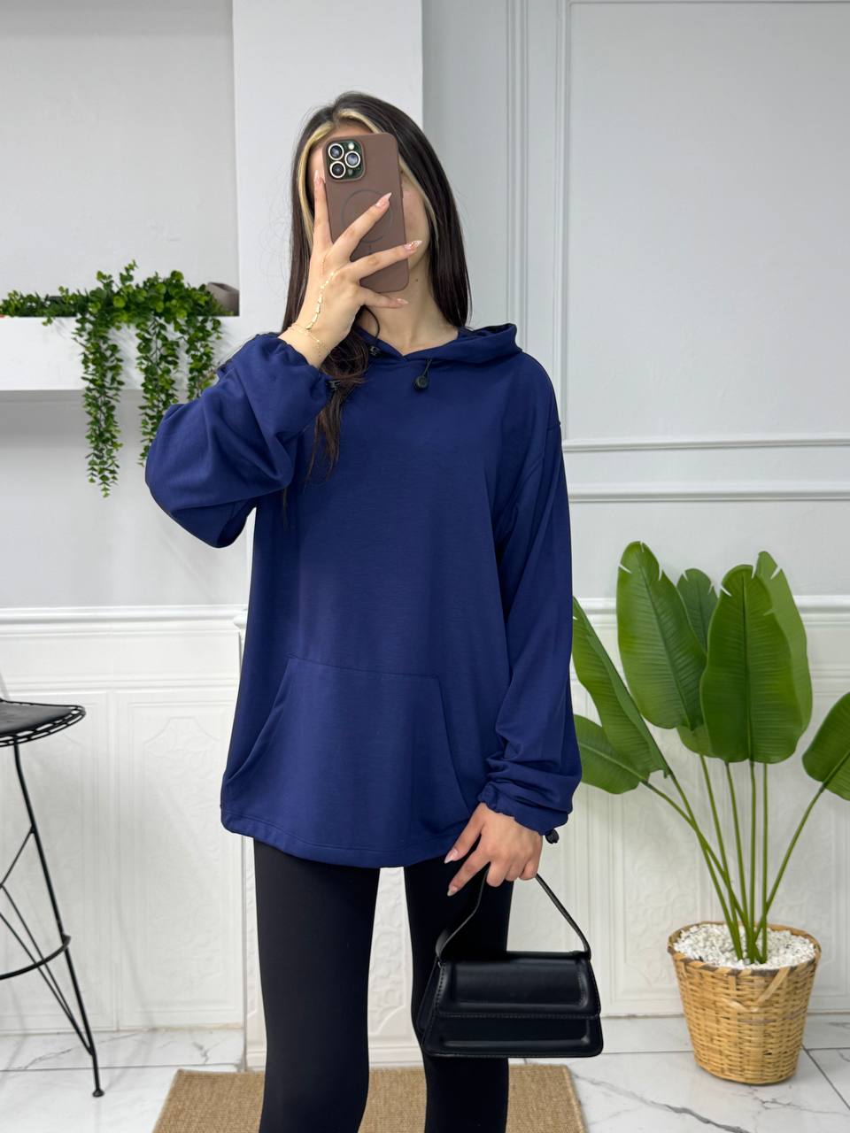 LASTİKLİ KPŞONLU MODAL SWEATSHIRT