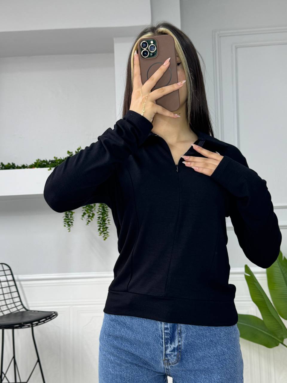 POLO YAKA GİZLİ FERMUARLI MODAL CROP