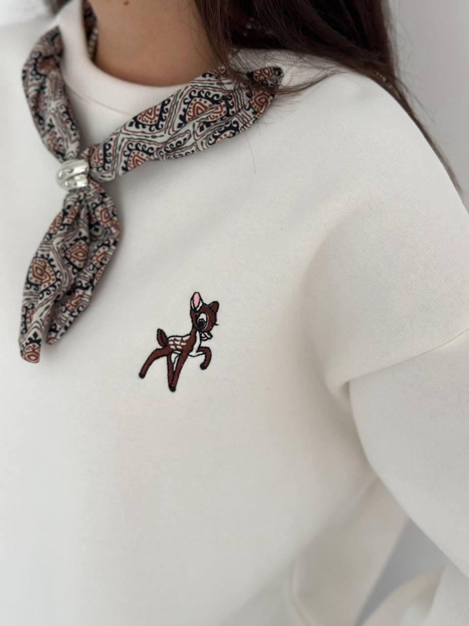 Ceylan nakışlı fularlı 3 iplik sweaters