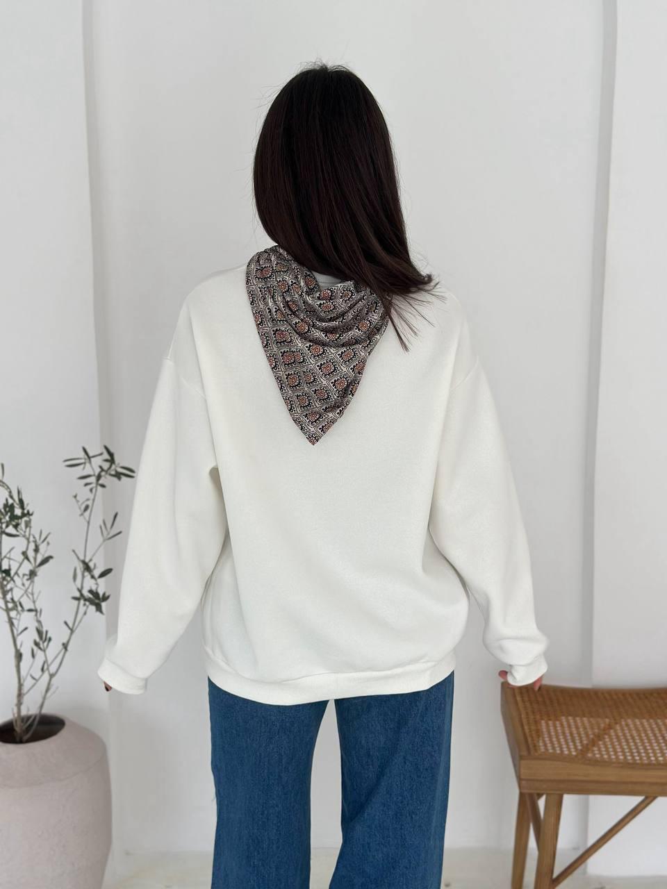 Ceylan nakışlı fularlı 3 iplik sweaters