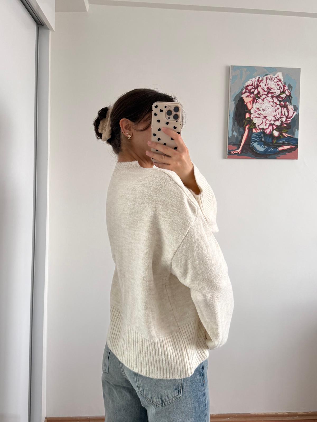 V yaka triko kazak -bej