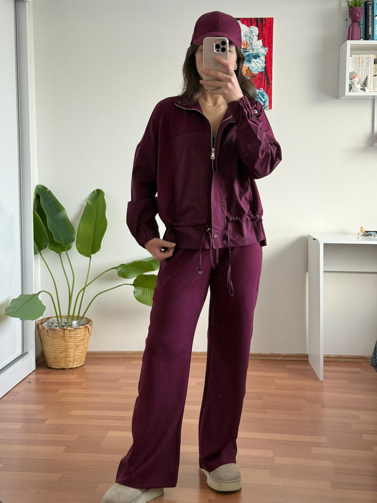 Oysho tasarım garnili takım (bordo)