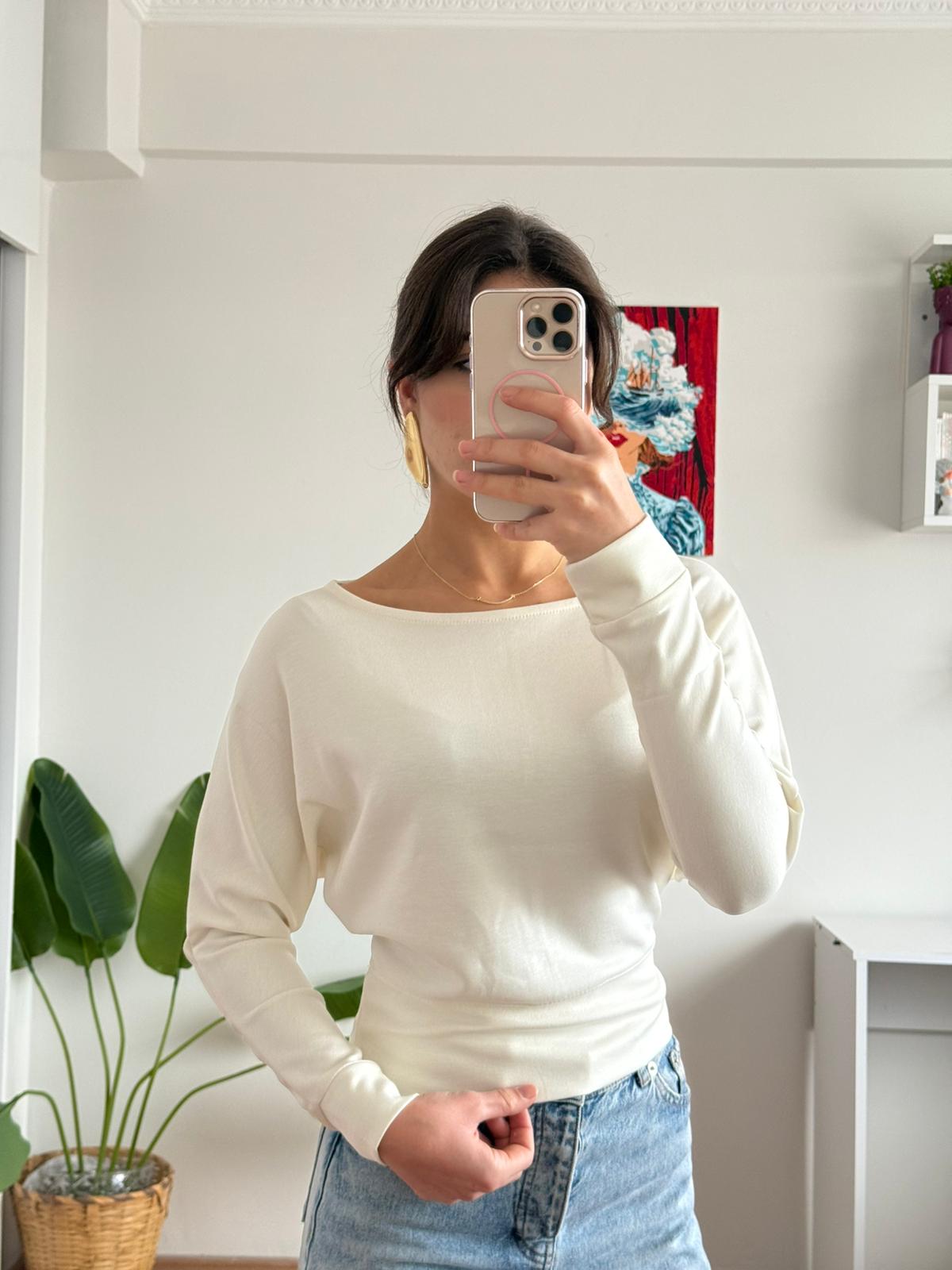 Oysho kayık yak bluz - Krem