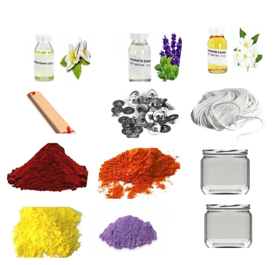 Mum Yapım Malzemeleri, Esans,Fitil, Mum Boyası,