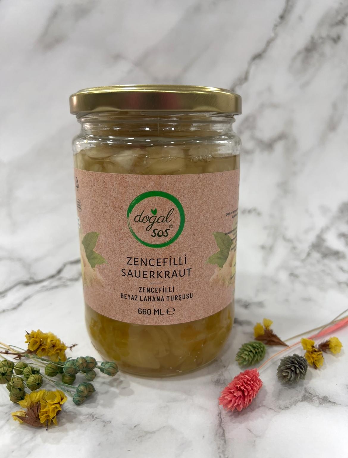 Zencefilli Sauerkraut – Fermente Zencefilli Beyaz Lahana Turşusu