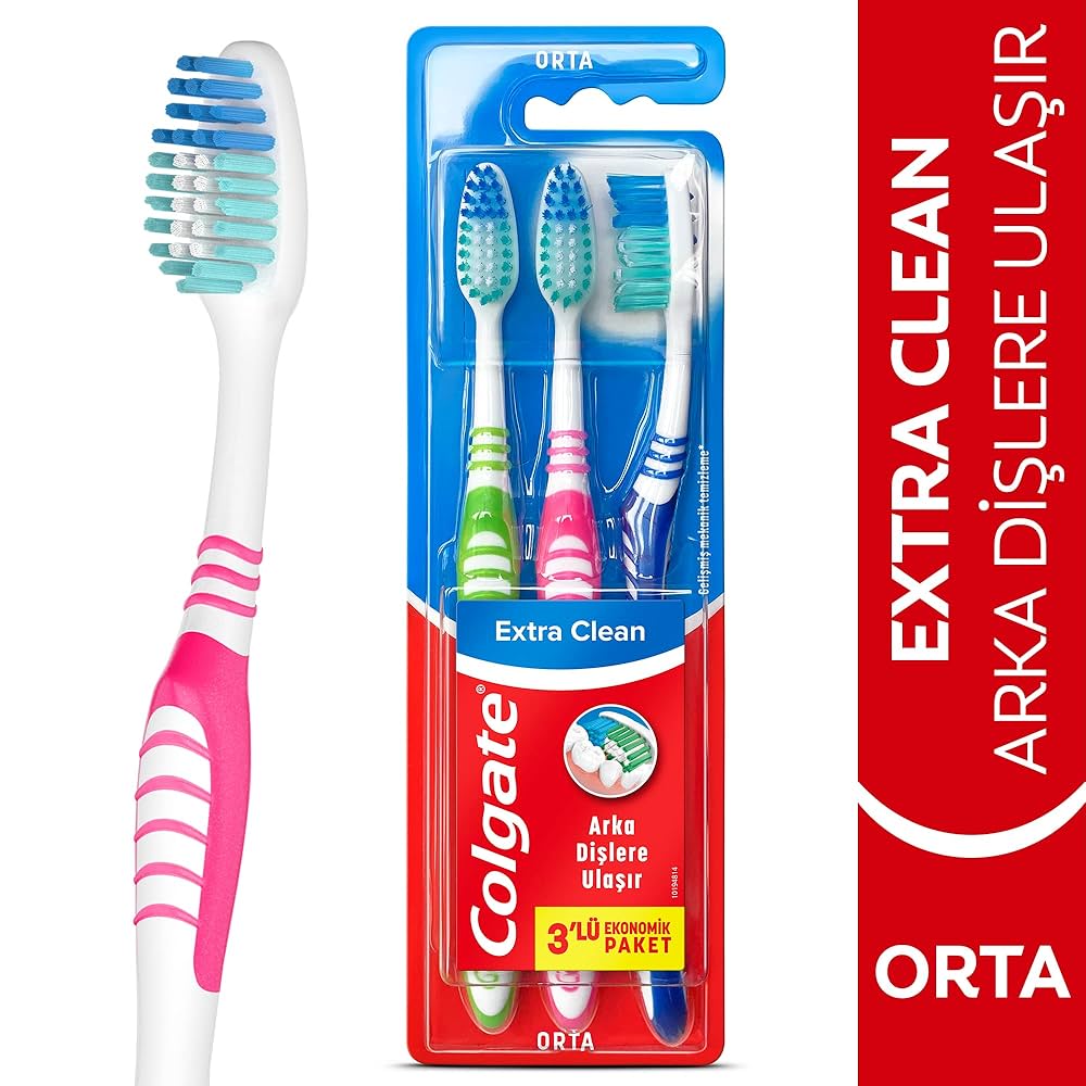 Colgate 3’lü Orta Diş Fırçası – Çok Yönlü Temizlik, Orta Sertlikte Kıllar