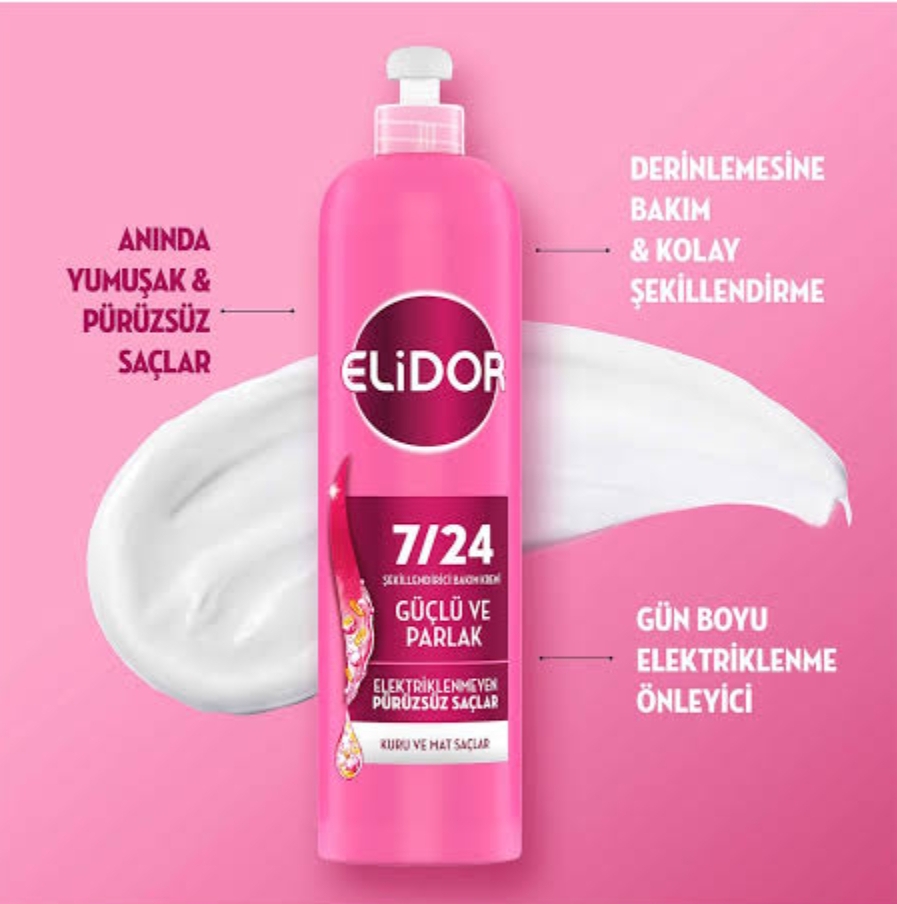 Elidor 7/24 Güçlü ve Parlak Durulanmayan Saç Bakım Kremi 240 ml – Elektriklenme Karşıtı
