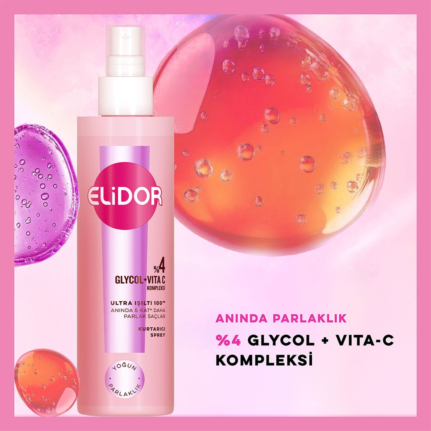 Elidor Ultra Işıltı 100 Kurtarıcı Saç Spreyi 200 ml – Anında Parlaklık & Elektriklenme Karşıtı
