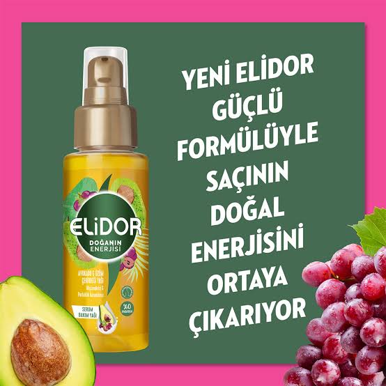 Elidor Saç Bakım Yağı 80 ml – Avokado ve Üzüm Çekirdeği Özlü Besleyici Formül