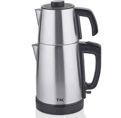 Taç Keyfidem Çelik Çay Makinesi Inox 7851 – 2200W, 1.7L Alt Demlik, 1.2L Üst Demlik