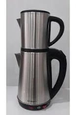 Crown Çelik Çay Makinesi – 1800W, 1.8L Su Isıtıcı, 0.8L Çay Demliği, Paslanmaz Çelik