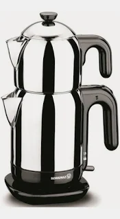 Korkmaz Demtez 1600W Çelik Çay Makinesi – 1.1L Demlik, 1.7L Su Isıtıcı, Paslanmaz Çelik