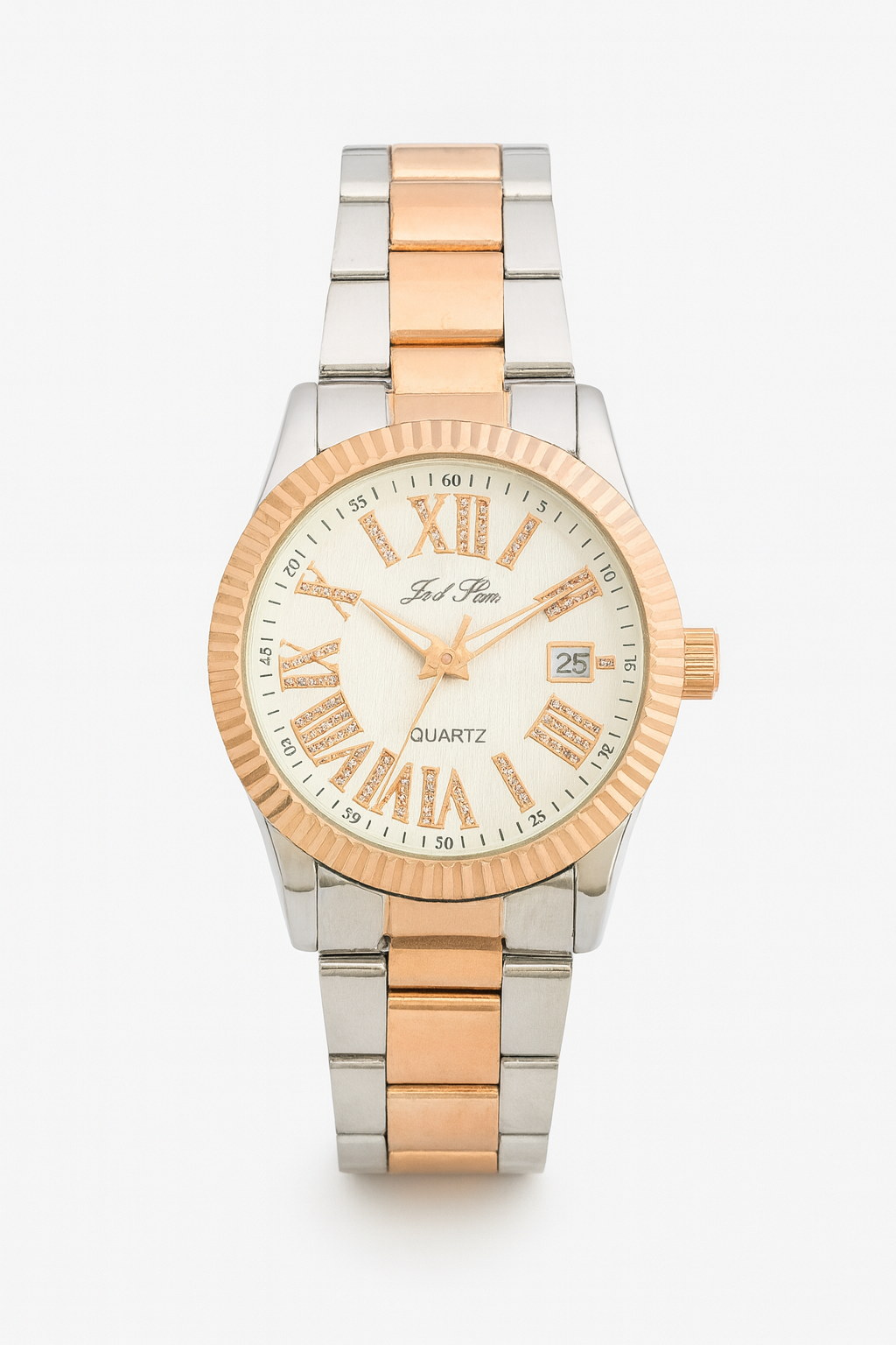 Çelik Kordonlu Rose Gold & Silver Erkek Kol Saati