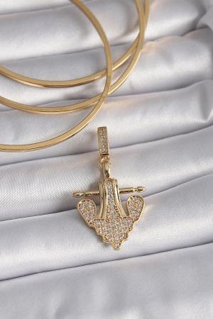 Pirinç Gold Renk Zirkon Taşlı Çapa Model Ajda Charm BC1000