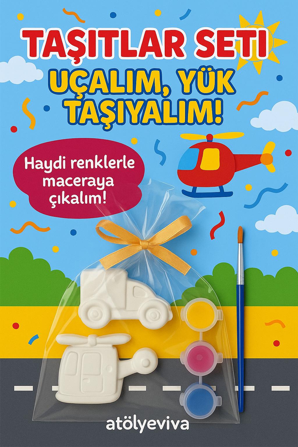 Taş boyama seti Taşıtlar serisi Helikopter ve Kamyon