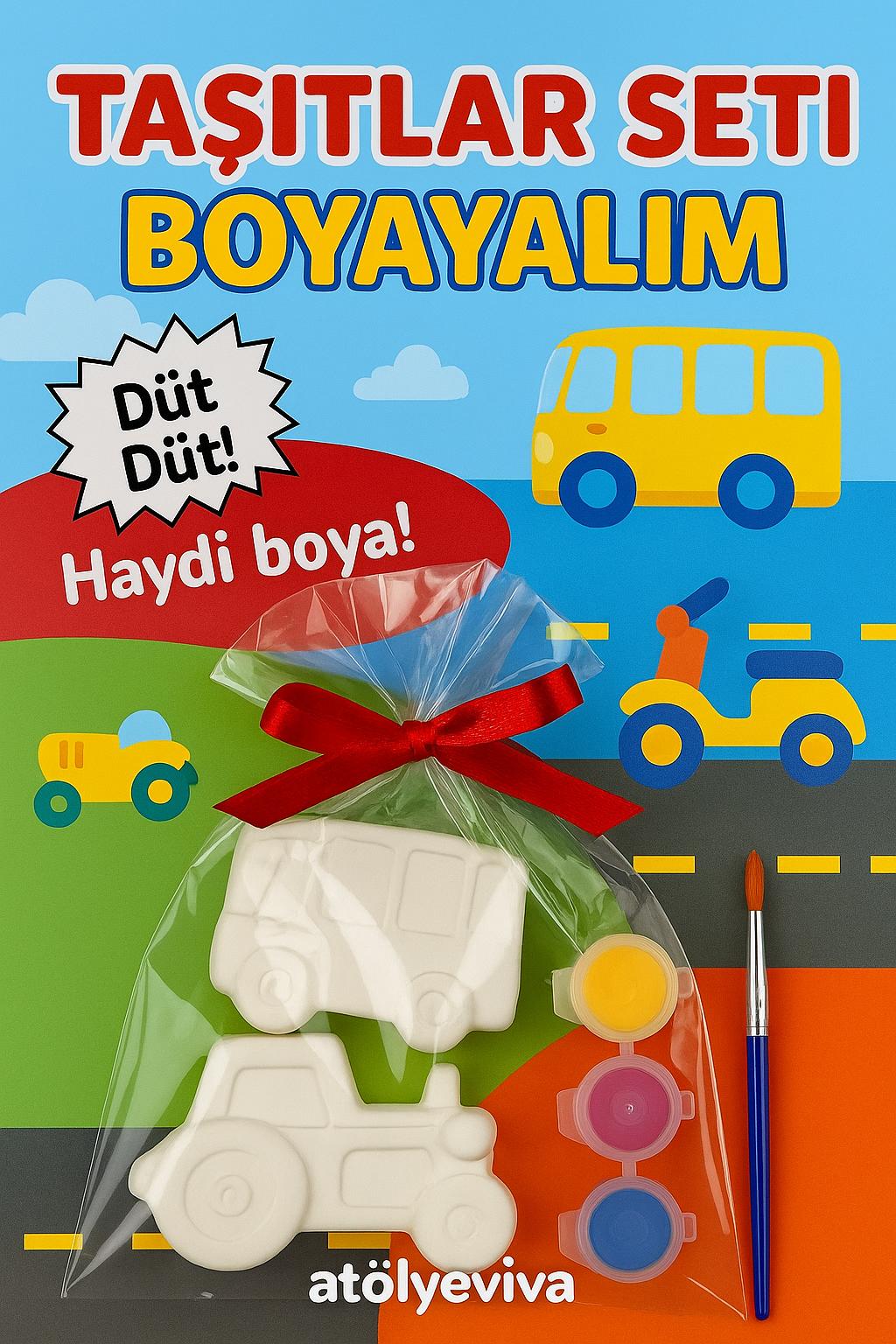 Taş boyama seti Taşıtlar serisi otobüs traktör