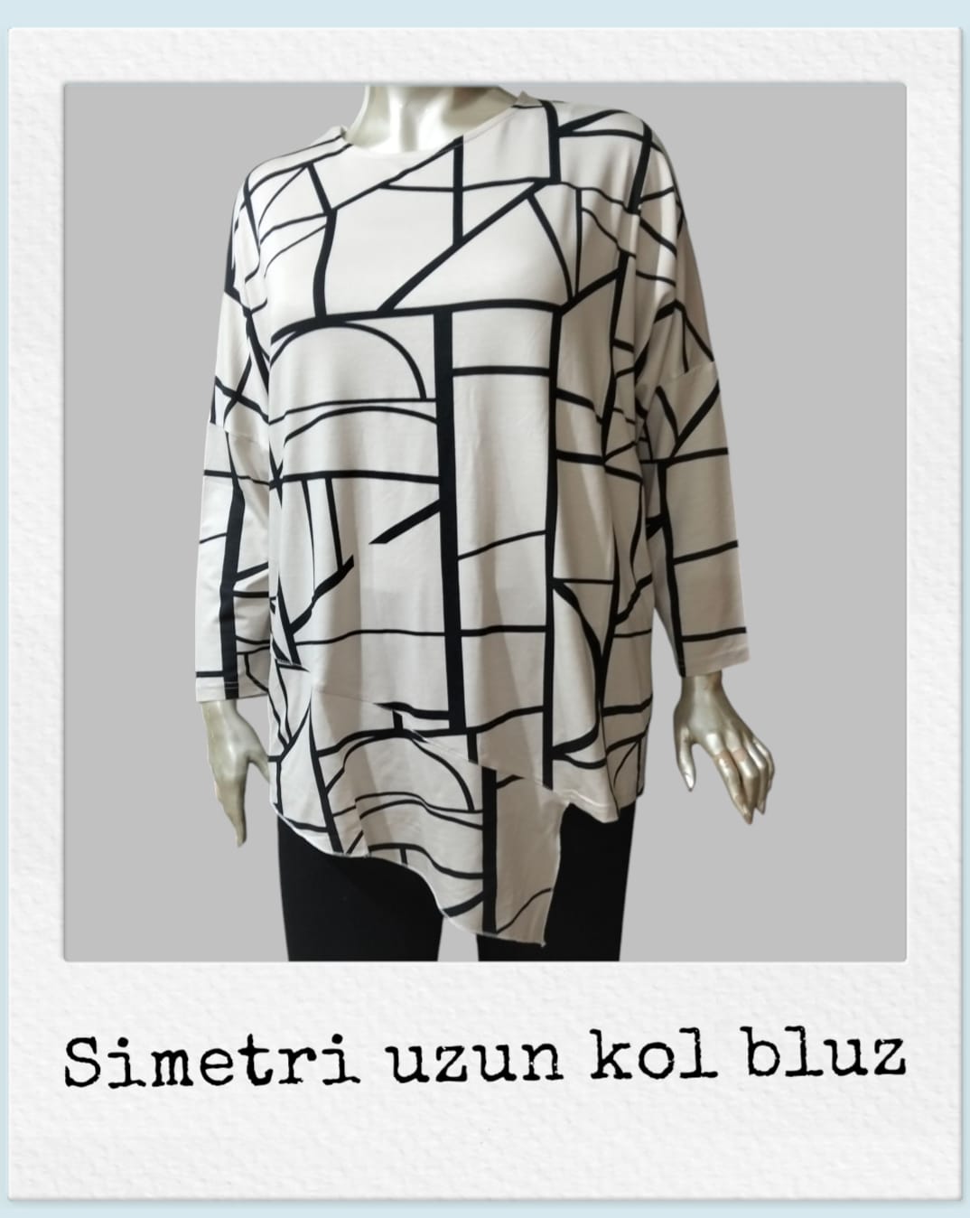 simetrik uzun kol bluz