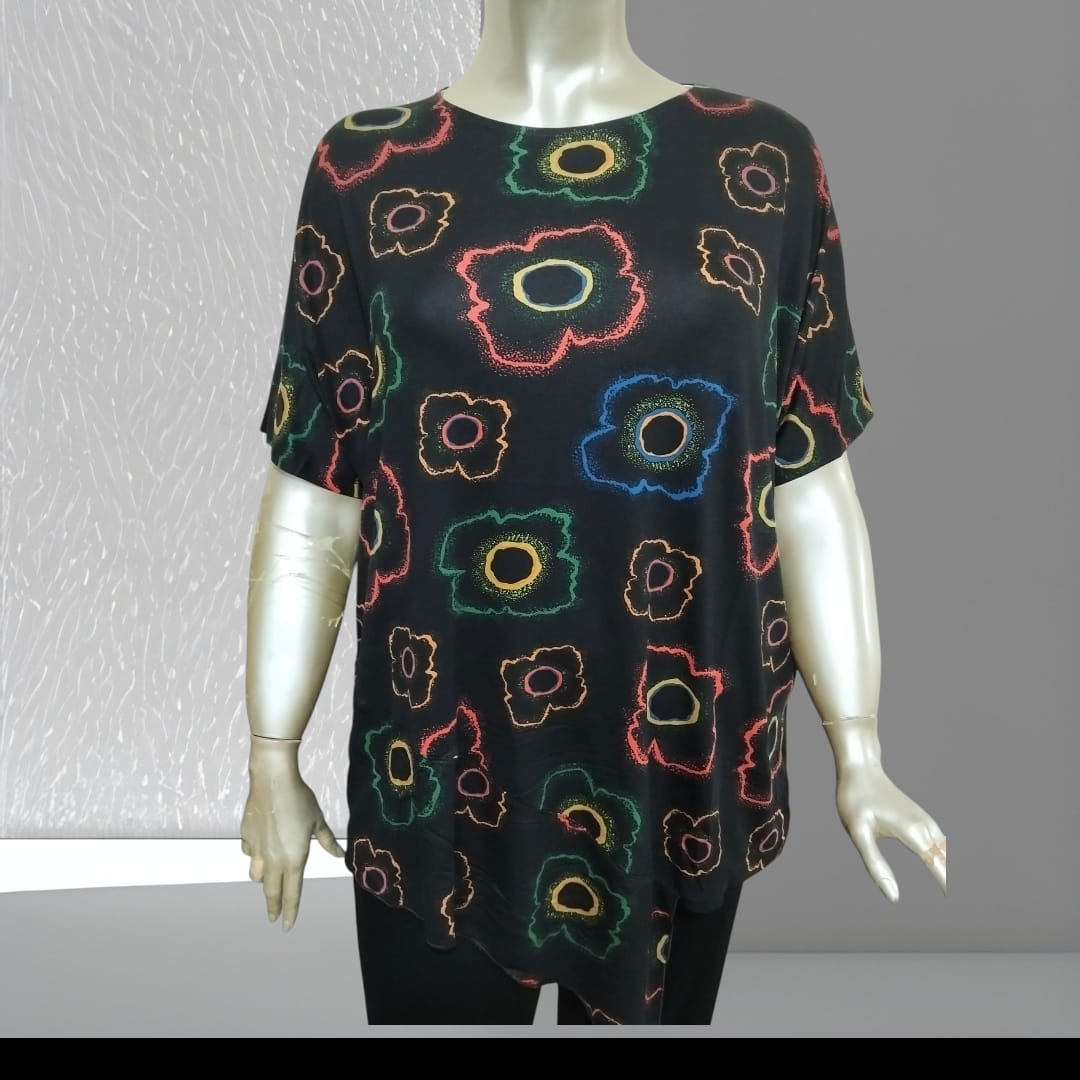 renkli simetrik kesim bluz