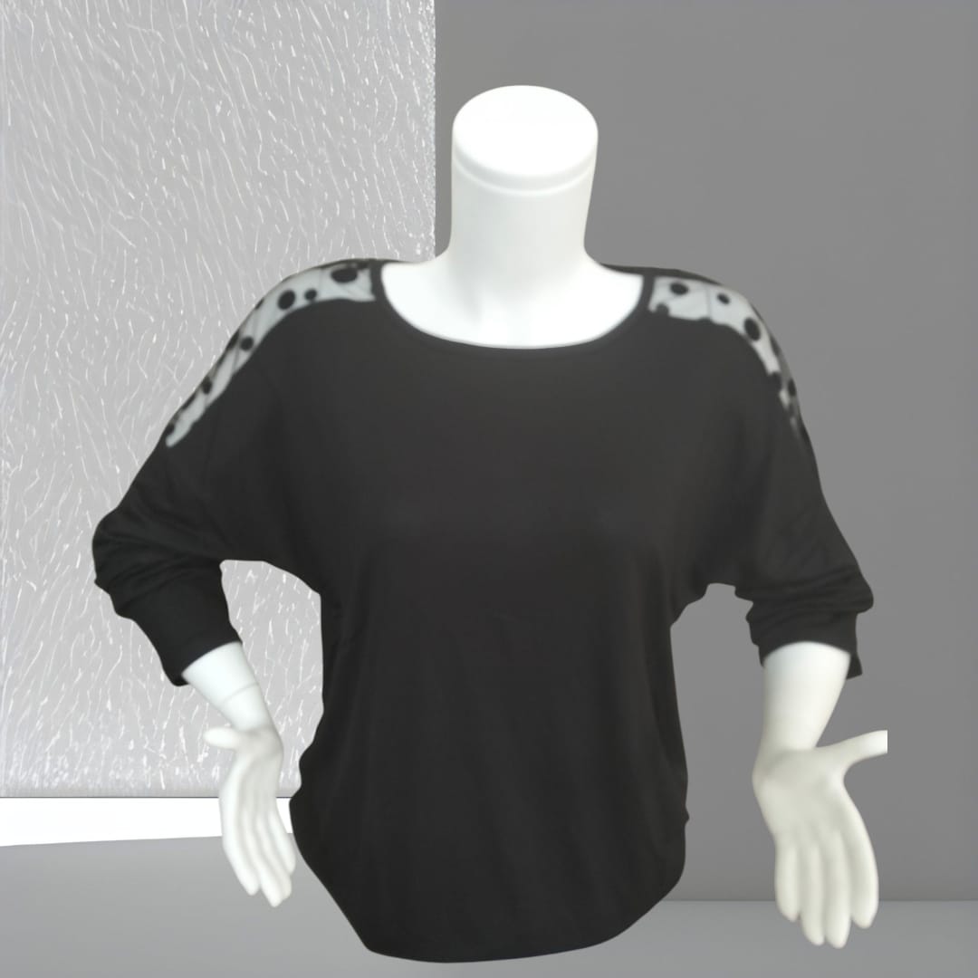 dantel omuz detaylı penye bluz