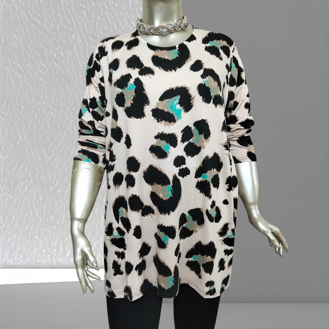 leopar desenli pudra tunik