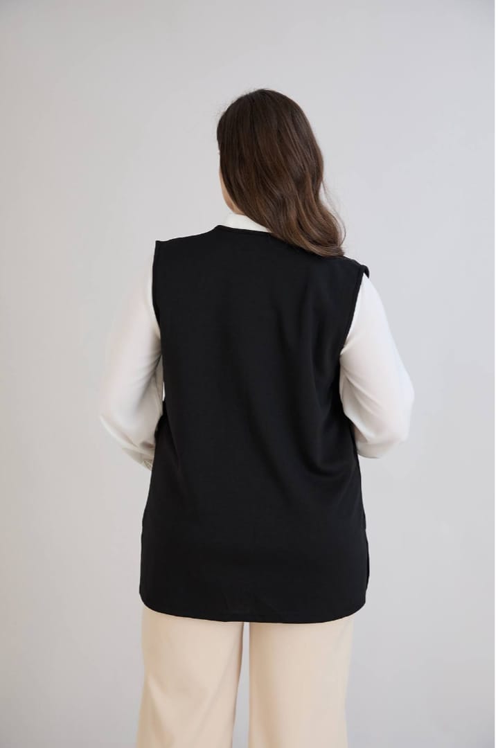 taş detaylı siyah yelek