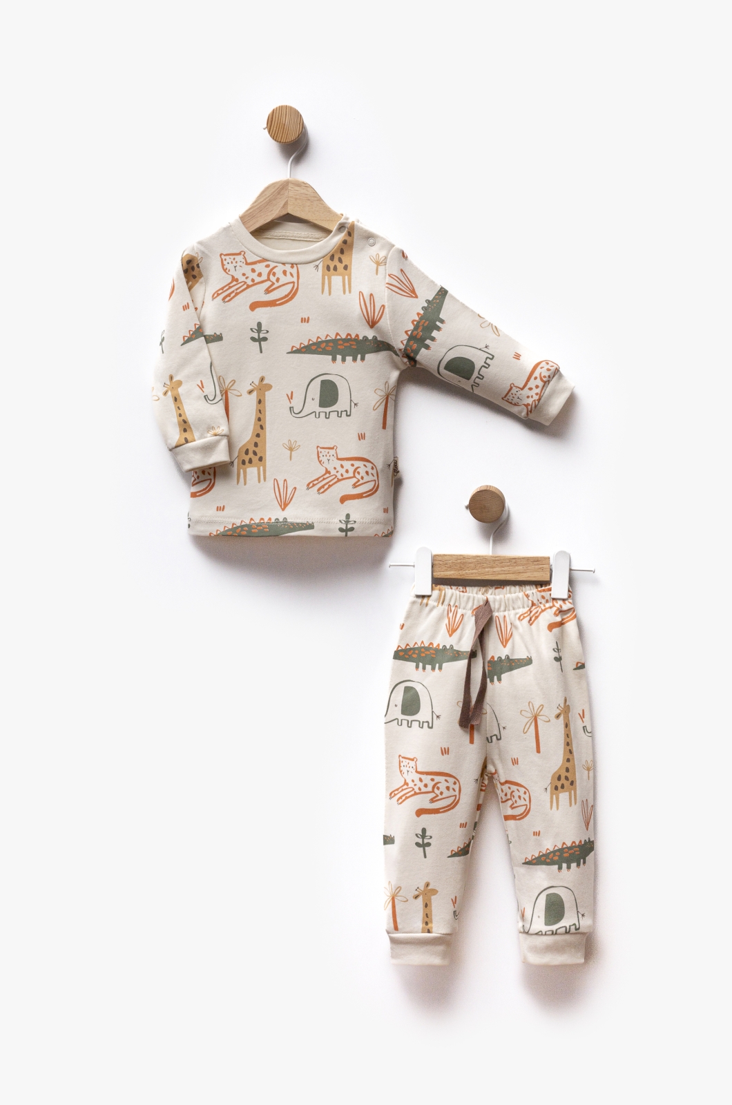 Erkek Bebek Ekru Renk Pijama Takımı