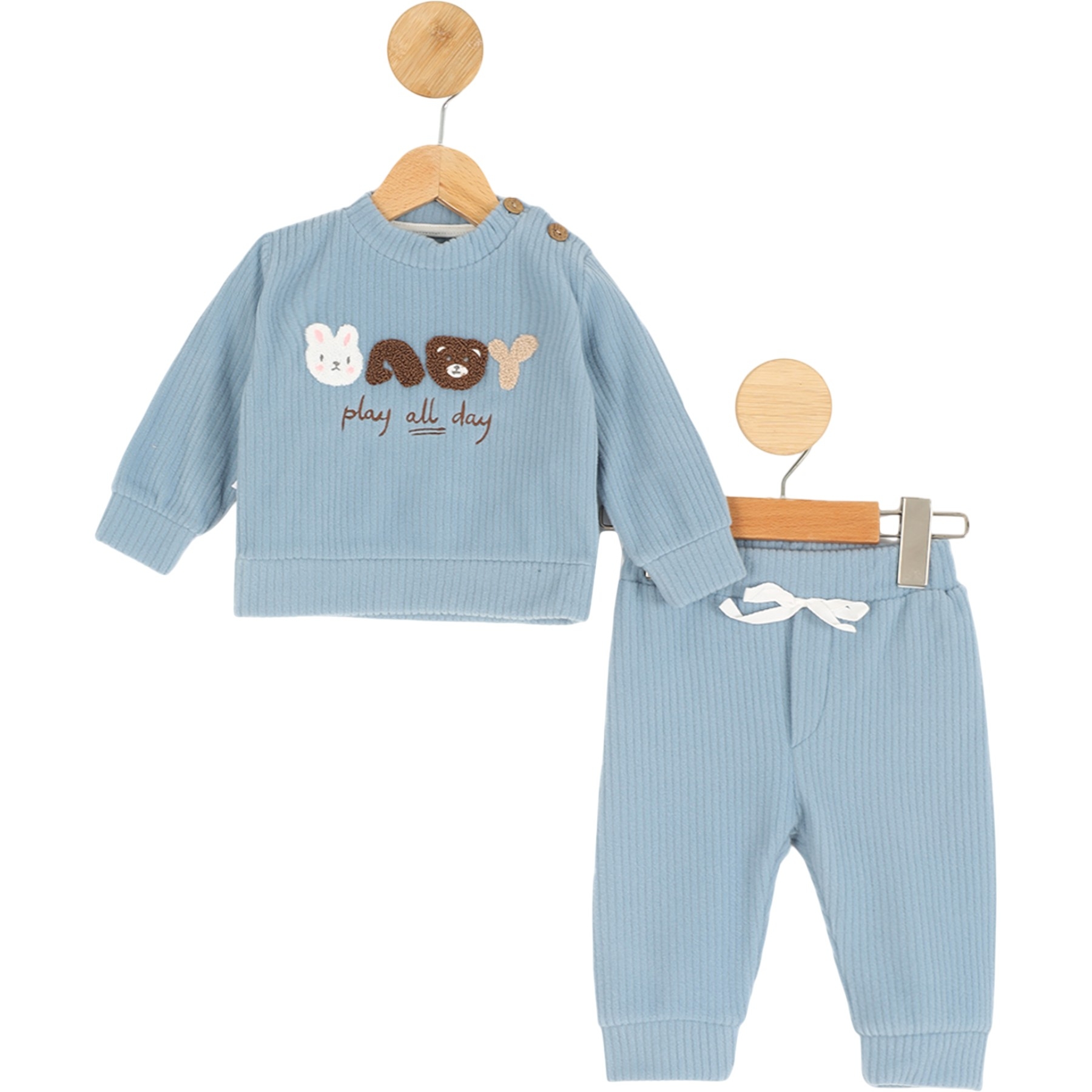 Unisex Bebek Mavi Polar Takım