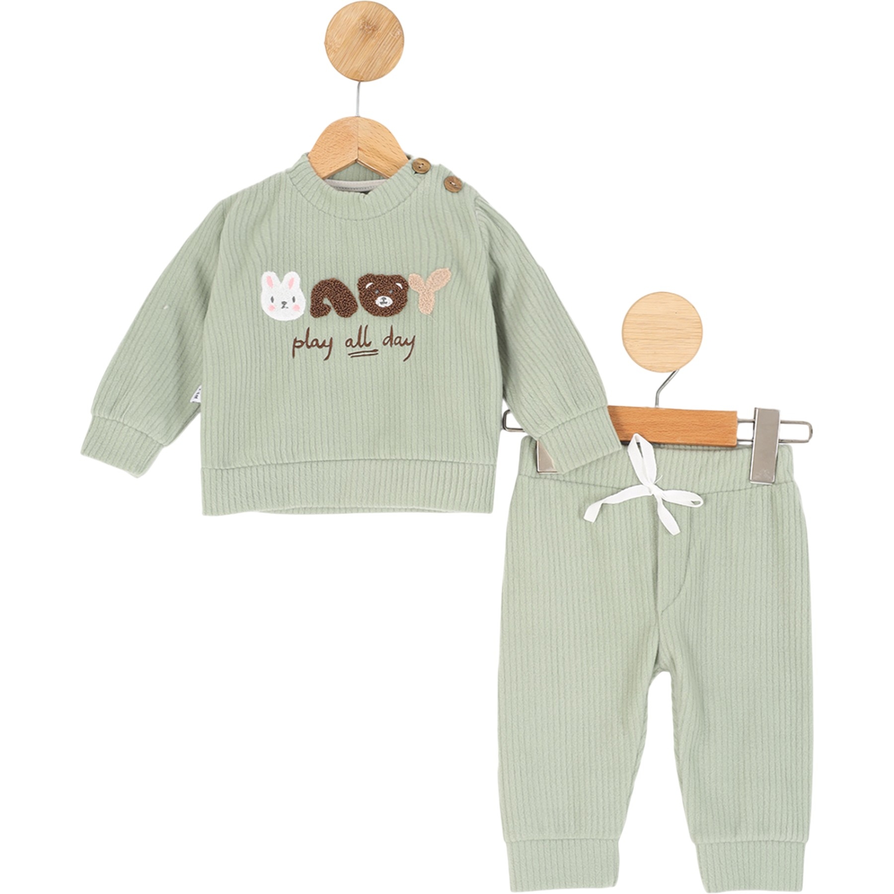 Unisex Bebek yeşil Polar Takım