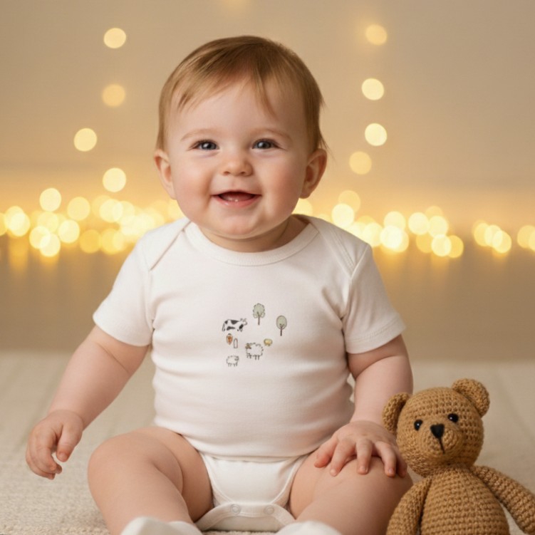 3’lü Pamuklu Kısa Kollu Bebek Body Seti