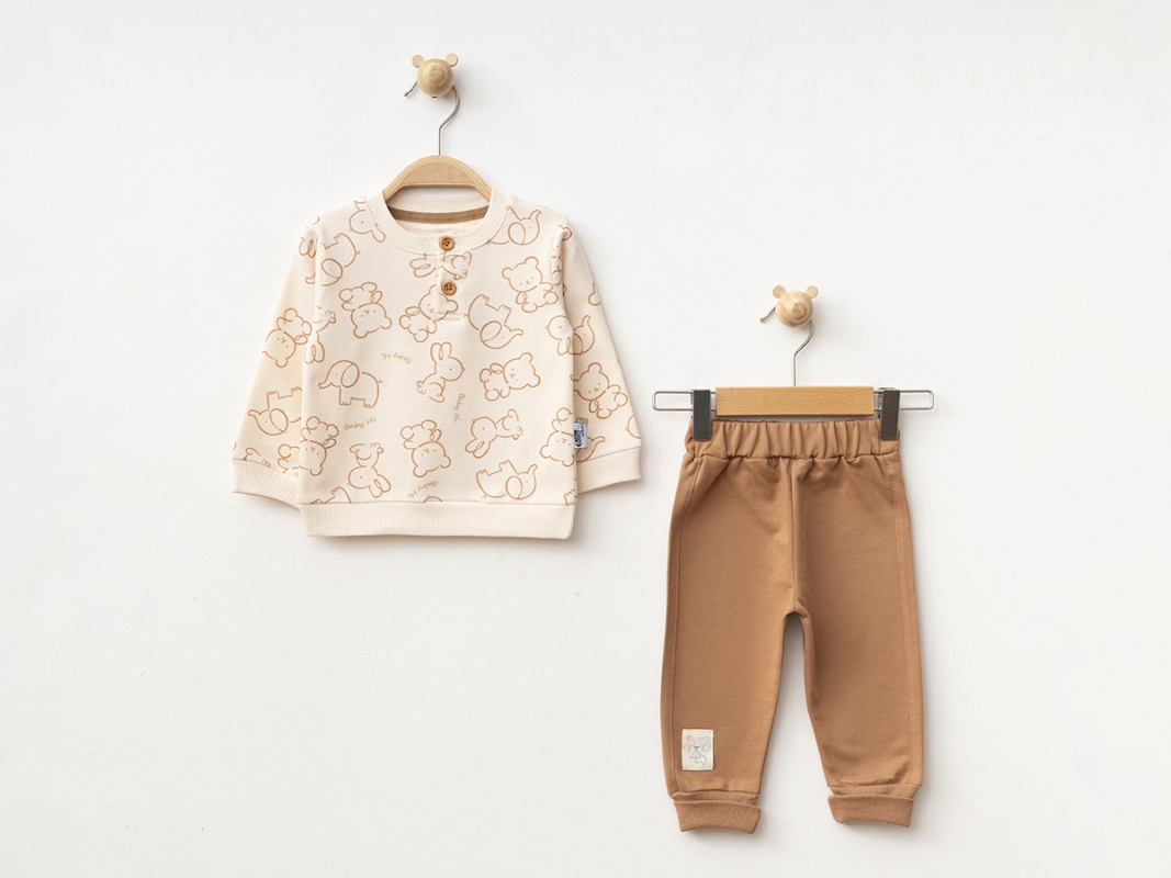 Sevimli Hayvanlar İkili Kahverengi  Erkek Takım