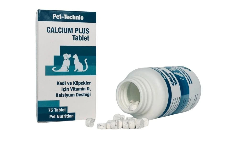Pet-Technic Calcium Plus Tablet, Kedi Köpek Kalsiyum Desteği, Kemik ve Diş Sağlığı, 75 Tablet