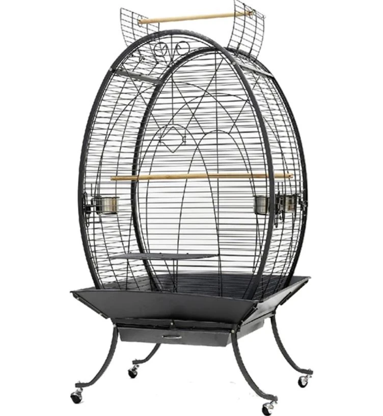 Dayang Siyah Oval Ayaklı Papağan Kafesi 89x60x159 Cm