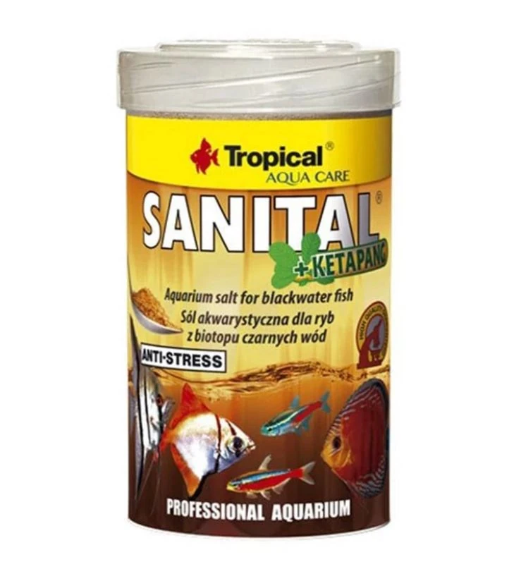 Tropical Sanital Ketapang Su Biyotopu Balıkları için Akvaryum Tuzu Siyah 120 Gr