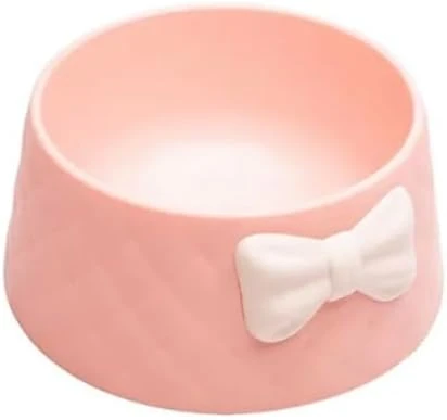 Kedi Ve Köpek Papyon Desenli Mama Ve Su Kabı (PEMBE)