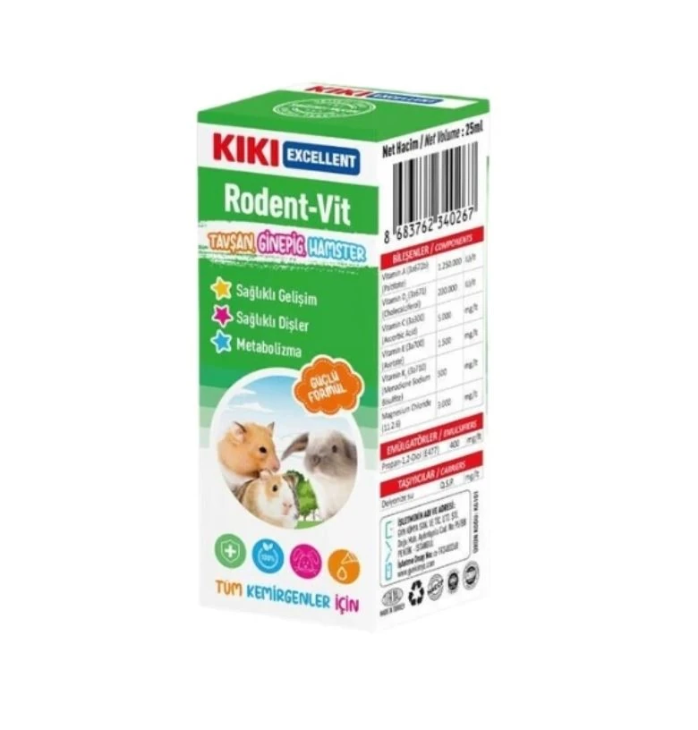 Kiki Excellent Rodent-Vit Sağlıklı Gelişim Destekleyici Kemirgenler için Multi Vitamin