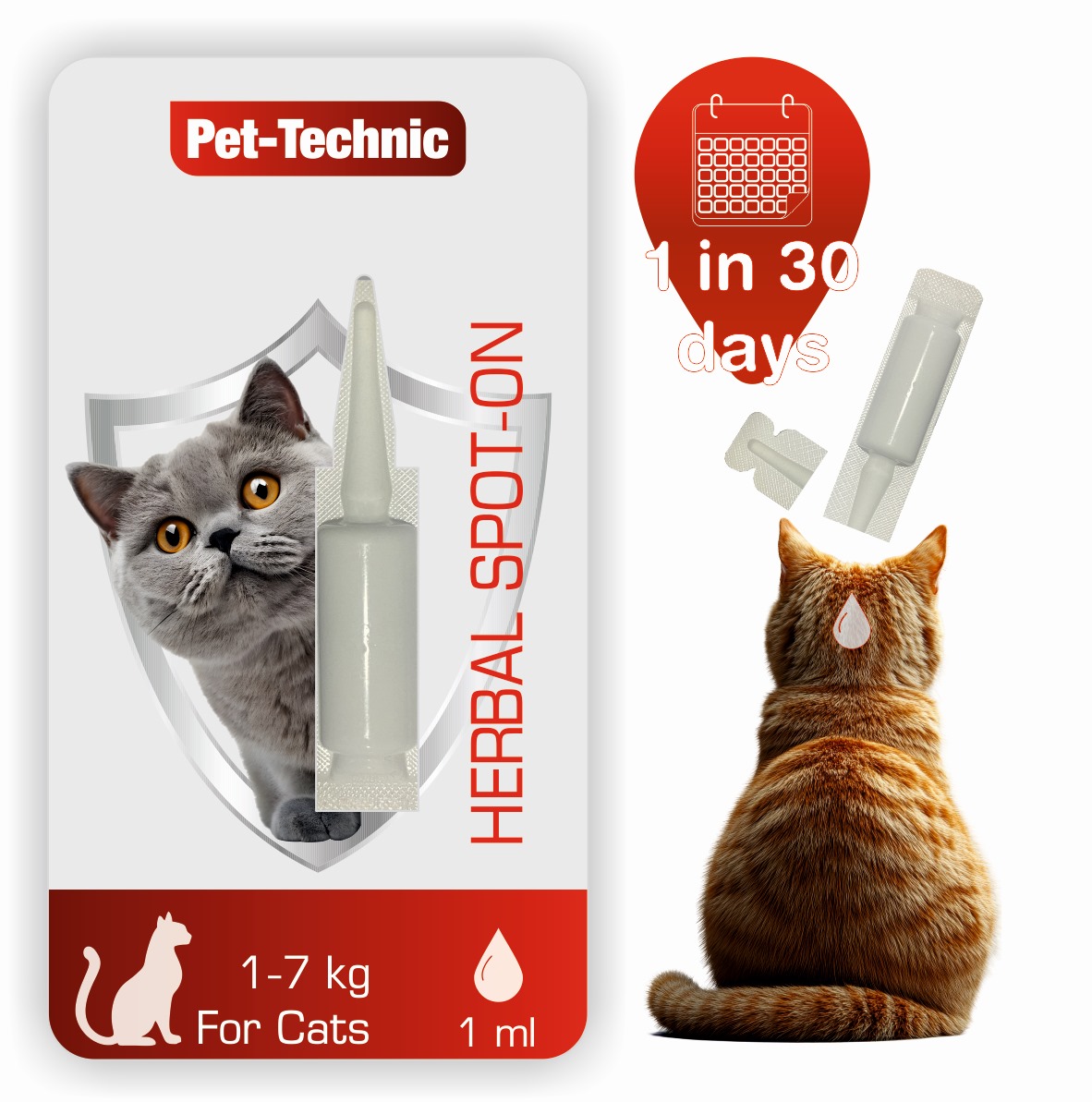 PET-TECHNIC KEDİ DERİ VE TÜY BAKIM ENSE DAMLASI (1-7 KG) 1 ml