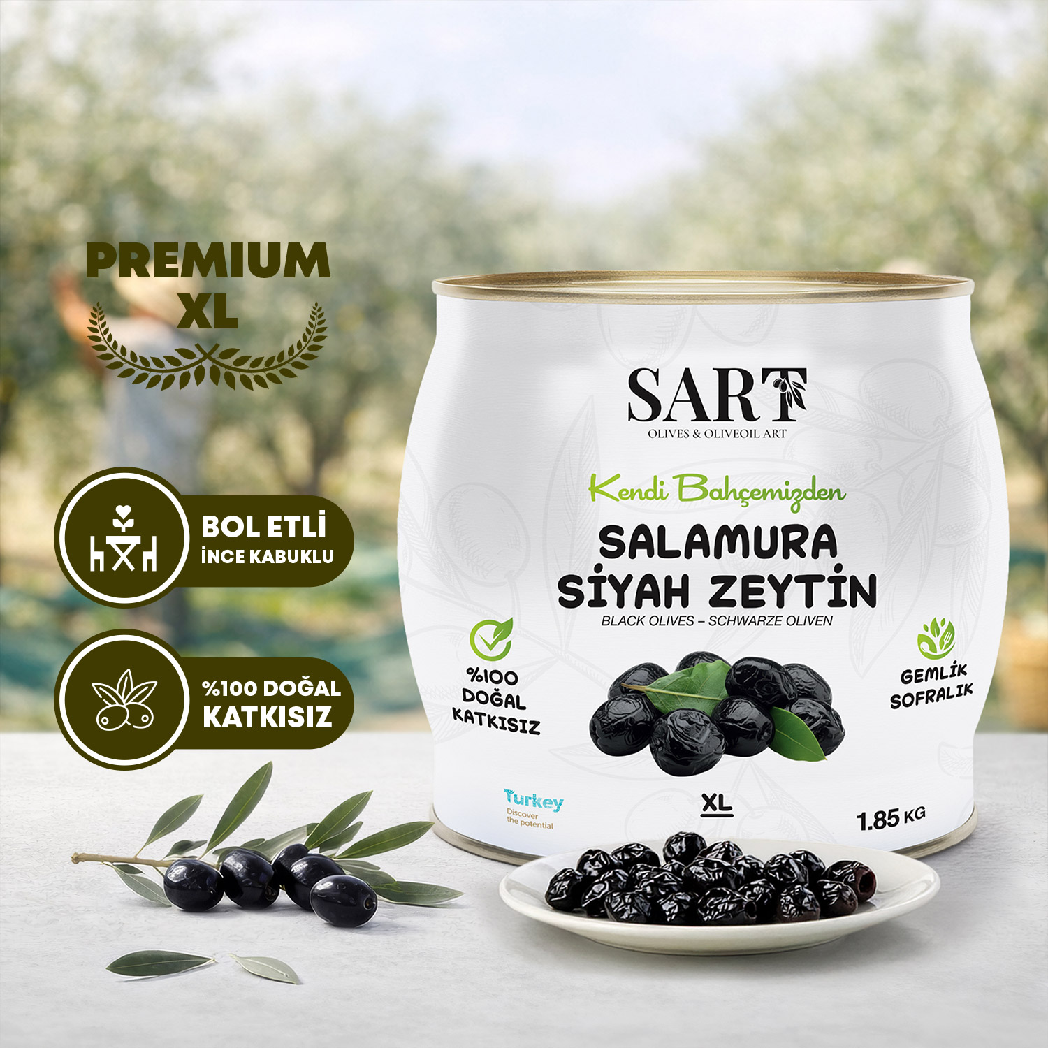 Taş Baskı Gemlik Sofralık Siyah Zeytin Premium XL - 2 KG