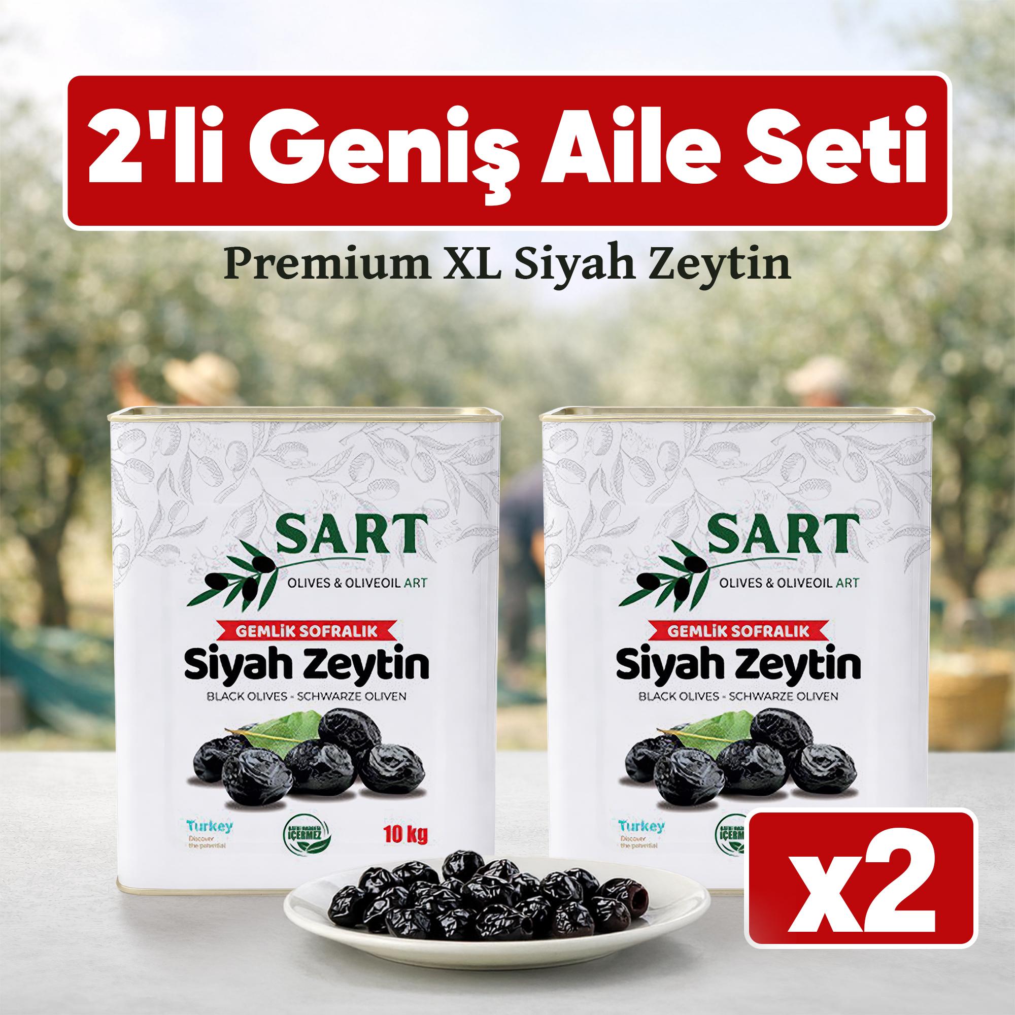 2 Adet x 10 KG - Taş Baskı Gemlik Sofralık Siyah Zeytin Premium XL