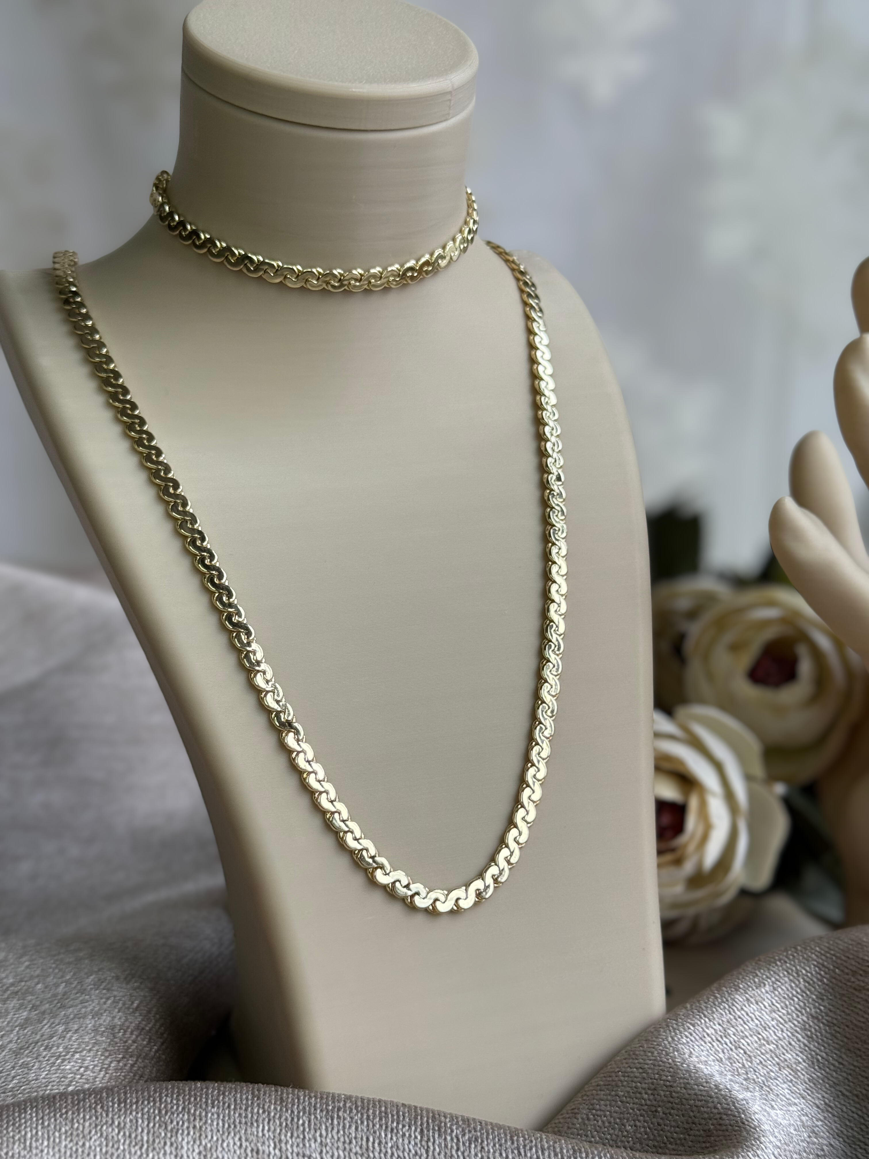 İnce Ezme Burgu Kolye-Bileklik Set