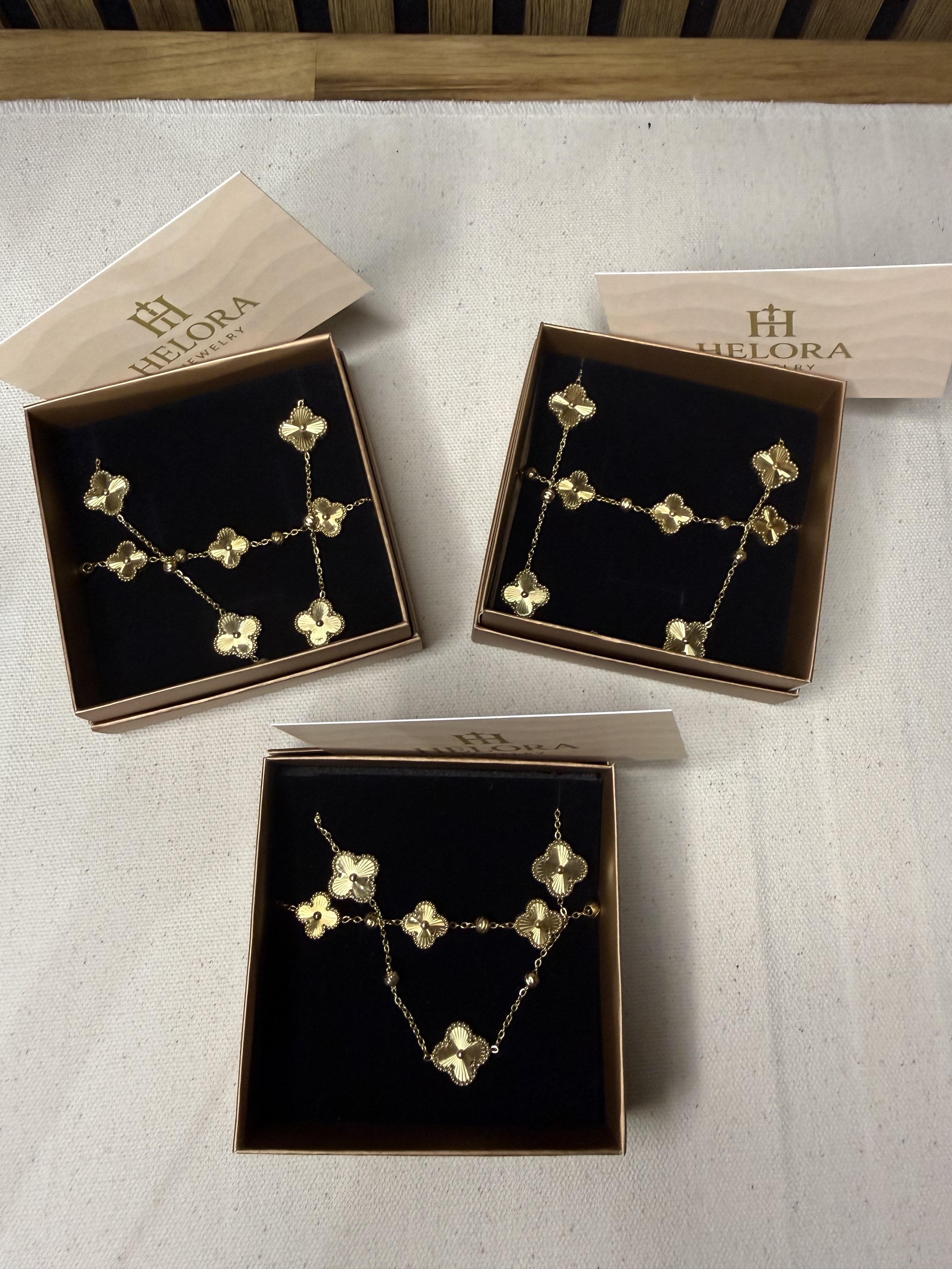 Çelik Yonca Kolye + Bileklik Set