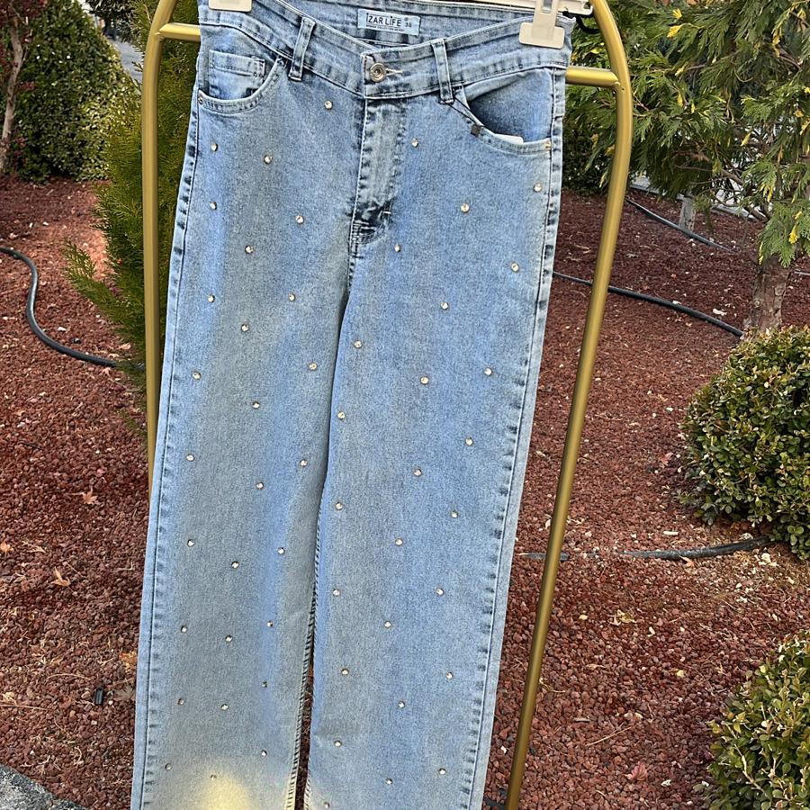 Serpme Taş Detaylı Kot