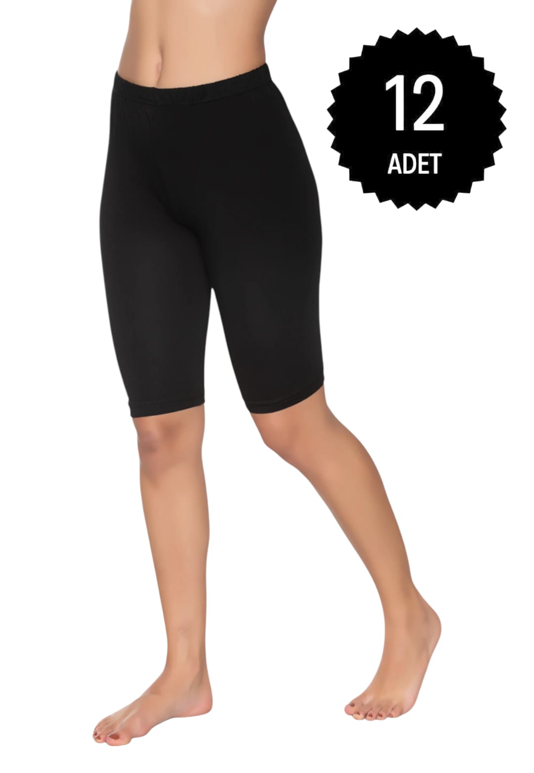 Gümüş 4032 Kadın Likralı Kısa Tayt Siyah 12 li Paket