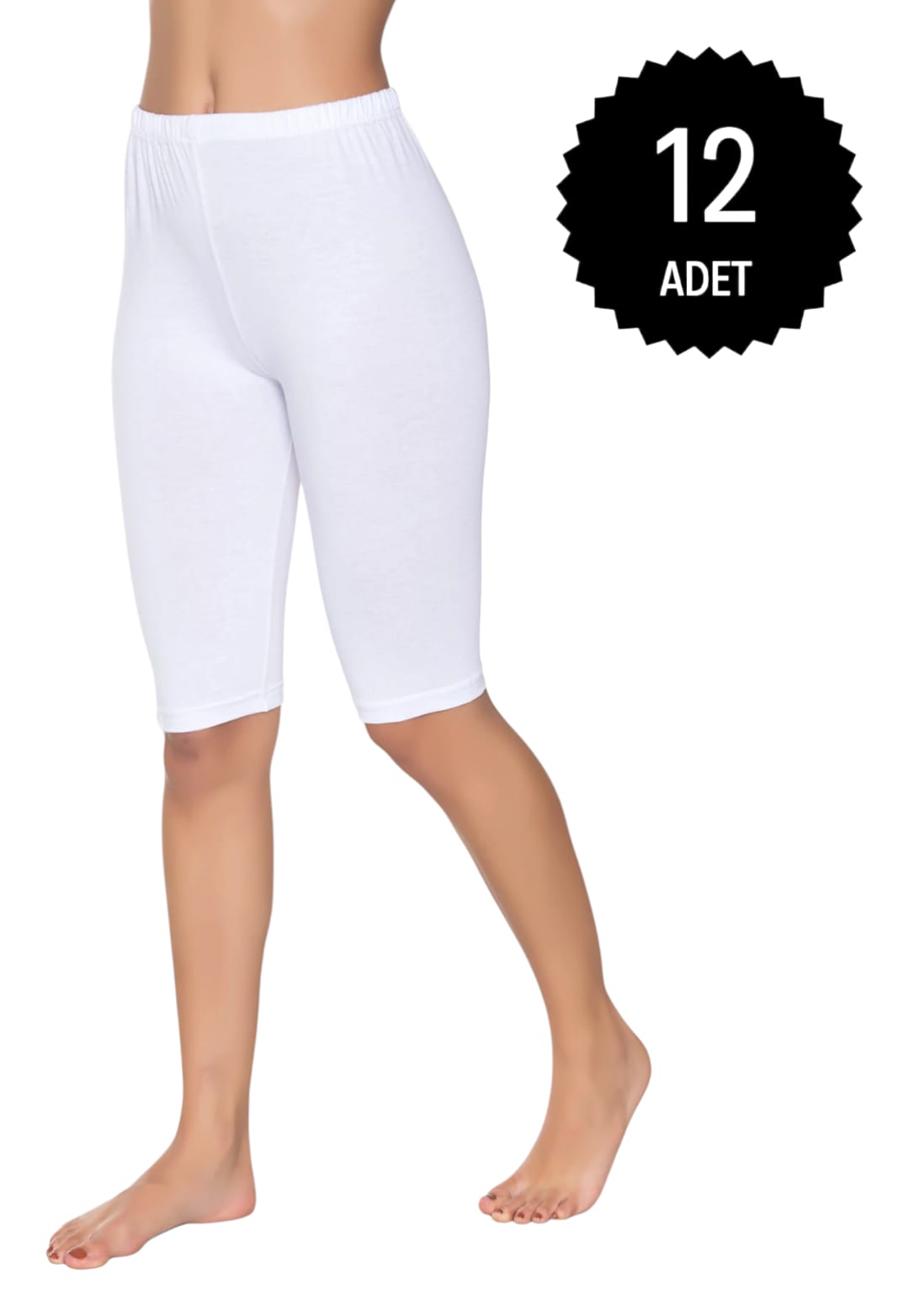 Gümüş 4032 Kadın Likralı Kısa Tayt Beyaz 12 li Paket