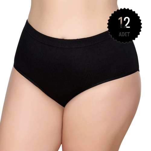 Gümüş 3041 Kadın Yüksek Bel Ribana Bato Külot Siyah 12 li Paket