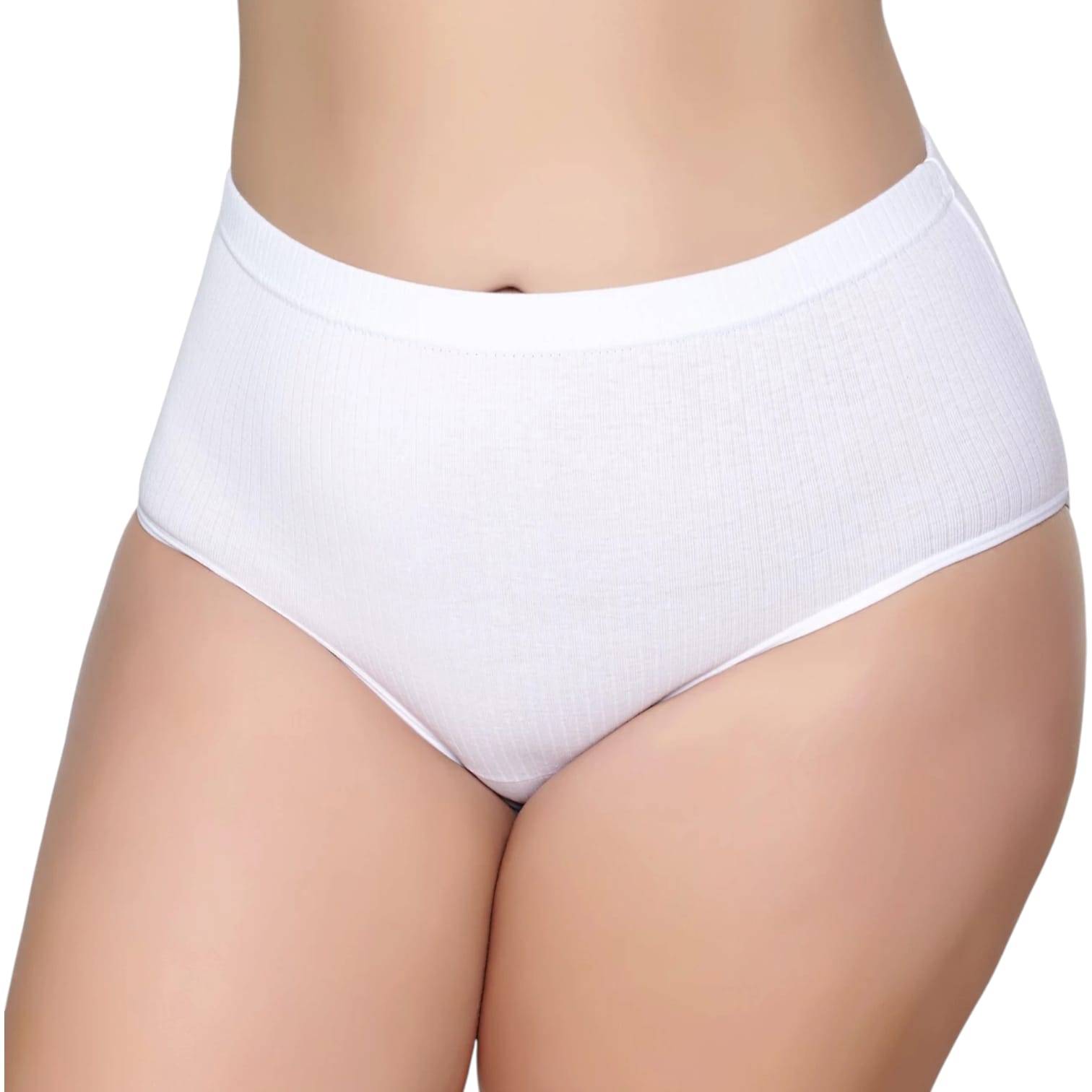 Gümüş 3092 Kadın Yüksek Bel Çizgili ( Fitilli ) Bato Külot Beyaz 12 li Paket