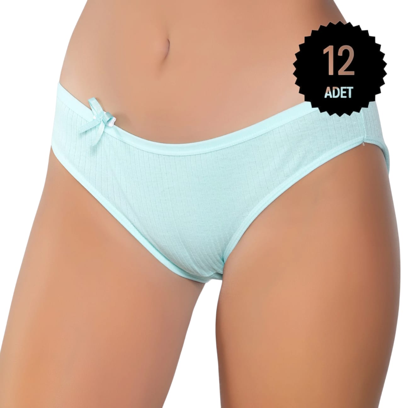 Gümüş 6095 Kadın Ribana İnce Bel Çizgili Bikini Külot Karışık 12 li Paket