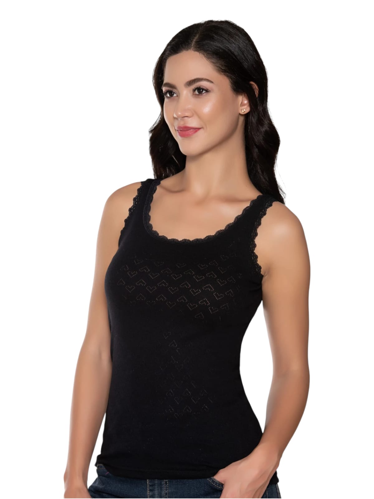 Gümüş 3081 Kadın Jakarlı Geniş Askı Atlet Siyah